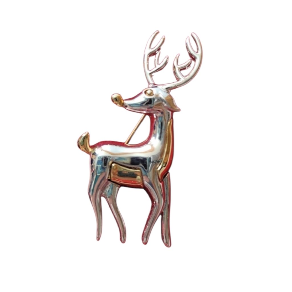 Vintage Allison Reed Reindeer Brooch/Pin Silver And Gold-Tone